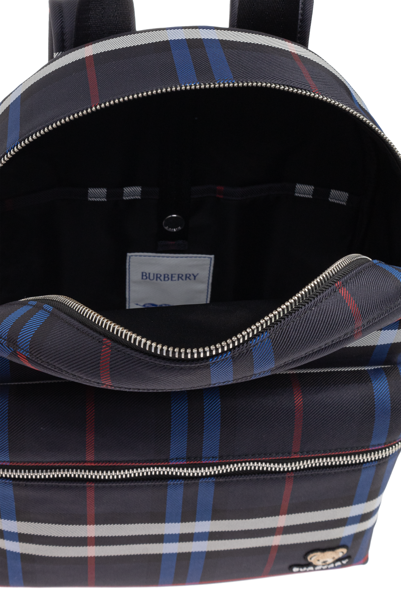 バーバリー リュック チェック柄 キッズ ネイビー ブルー Navy blue Backpack with check pattern Burberry Kids - Vitkac